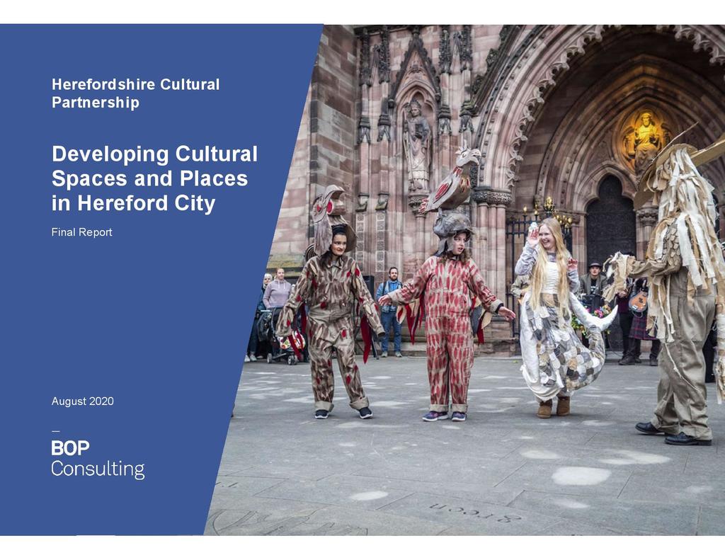 Front cover of Developing Cultural Spaces and Places report published Autumn 2020