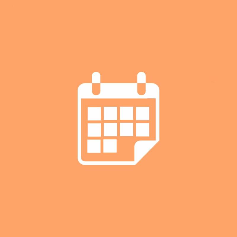 Image of a white calendar against a bright orange background