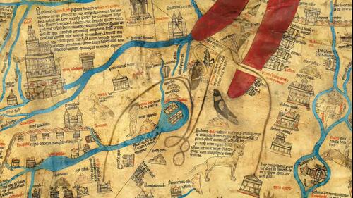 Close up of the Mappa Mundi, Hereford Mappa Mundi Hereford