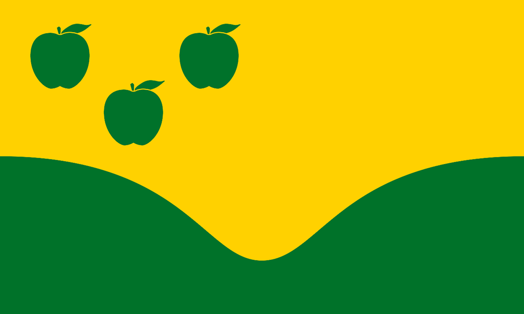 Design E - Herefordshire's rolling hills and apples set against a background of ripening hay.