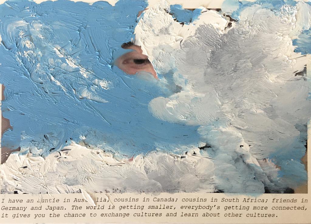 Clouds II Plymouth Hoe, UK. Oilpainting on pre-printed postcard.