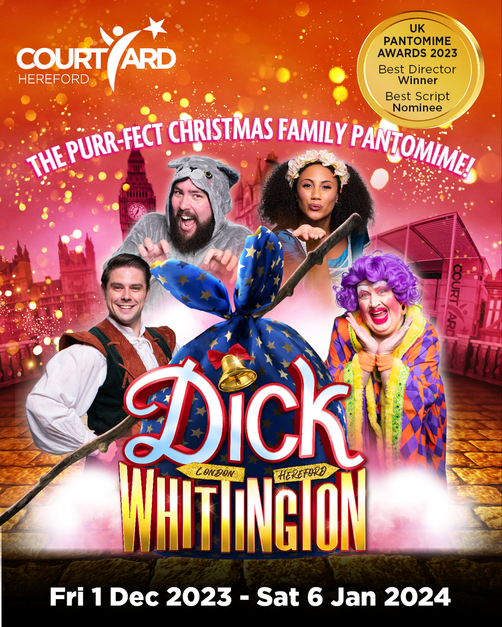 The Courtyard Theatre's Dick Whittington poster Dick Whittington pantomime poster